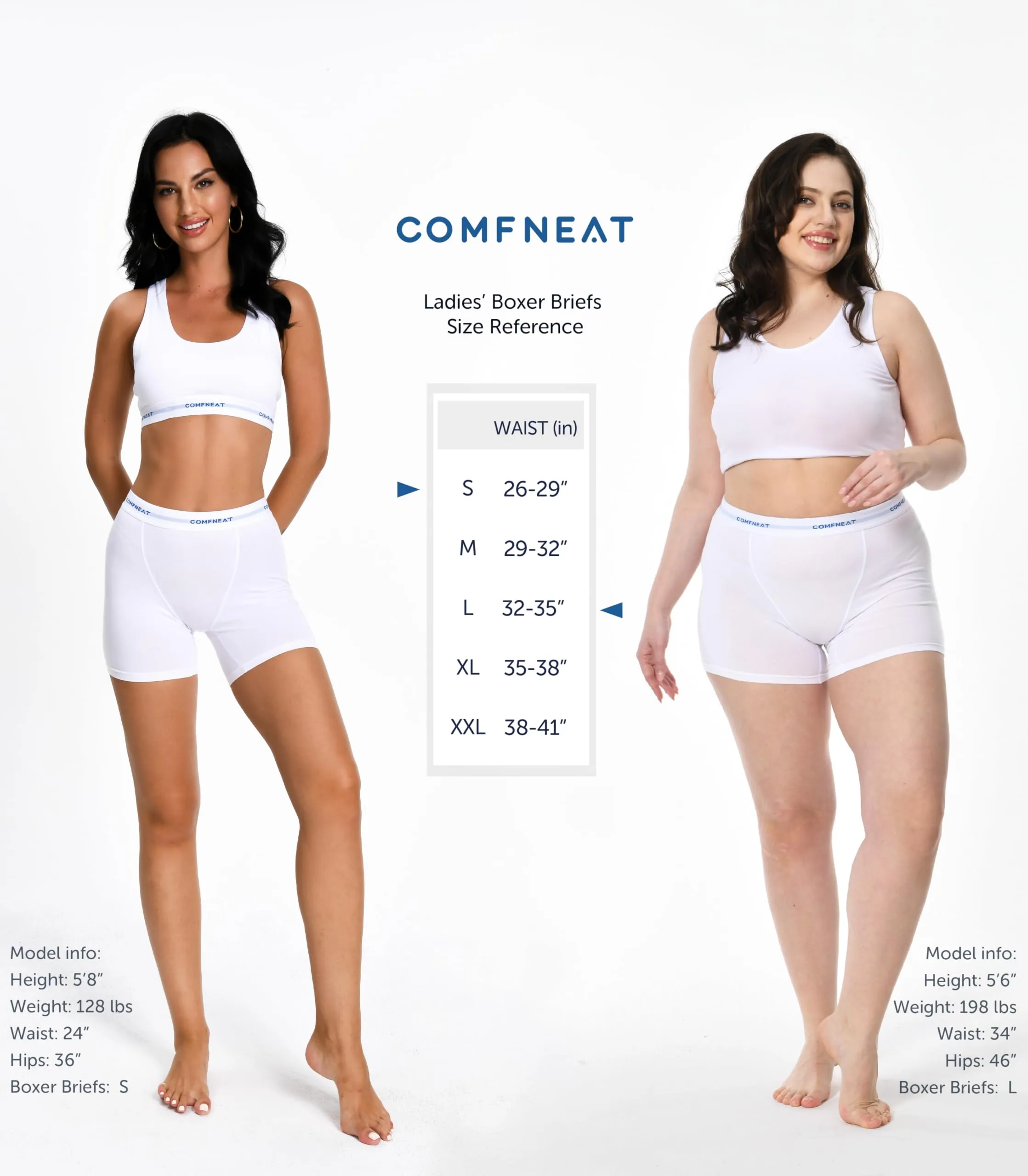 Comfneat Women's 4-Pack Boyshorts Cotton Spandex Boxer Briefs Stretchy Underwear
