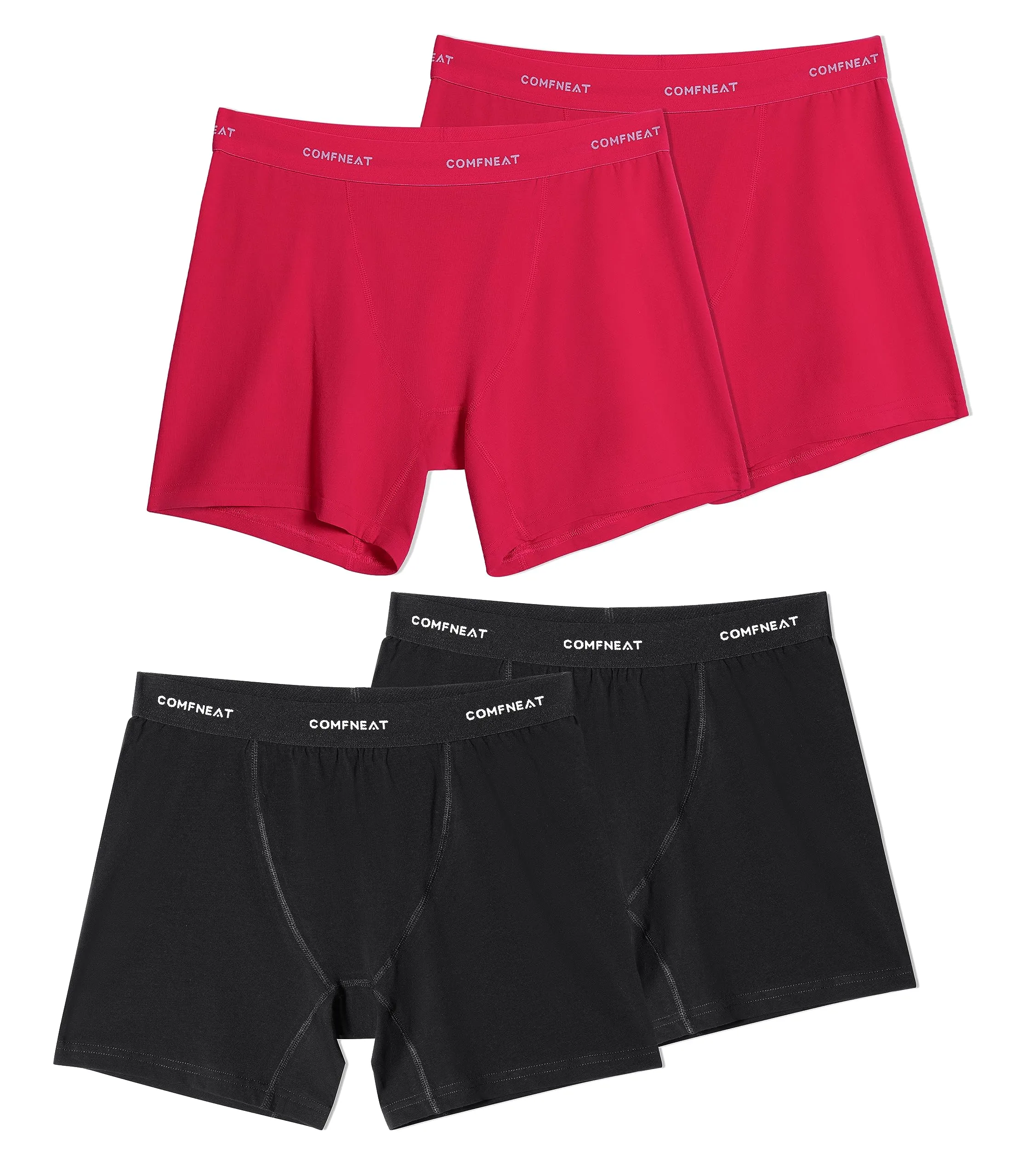 Comfneat Women's 4-Pack Boyshorts Cotton Spandex Boxer Briefs Stretchy Underwear