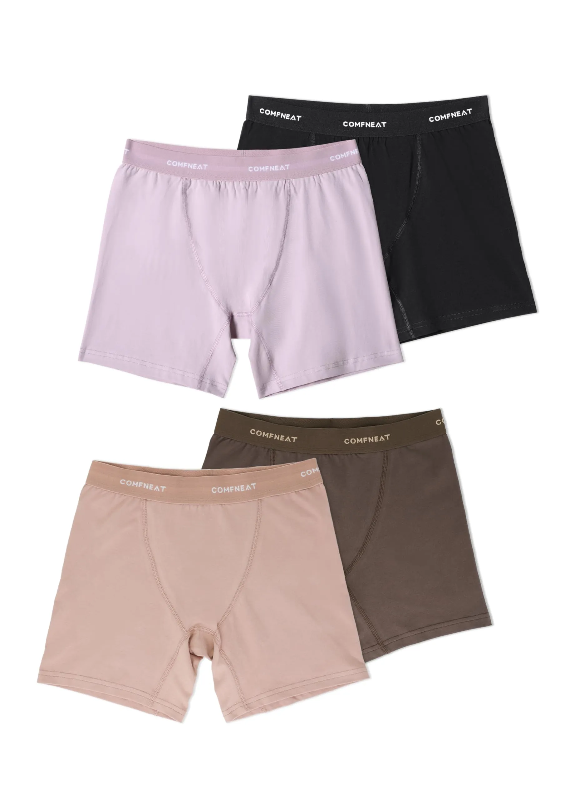 Comfneat Women's 4-Pack Boyshorts Cotton Spandex Boxer Briefs Stretchy Underwear