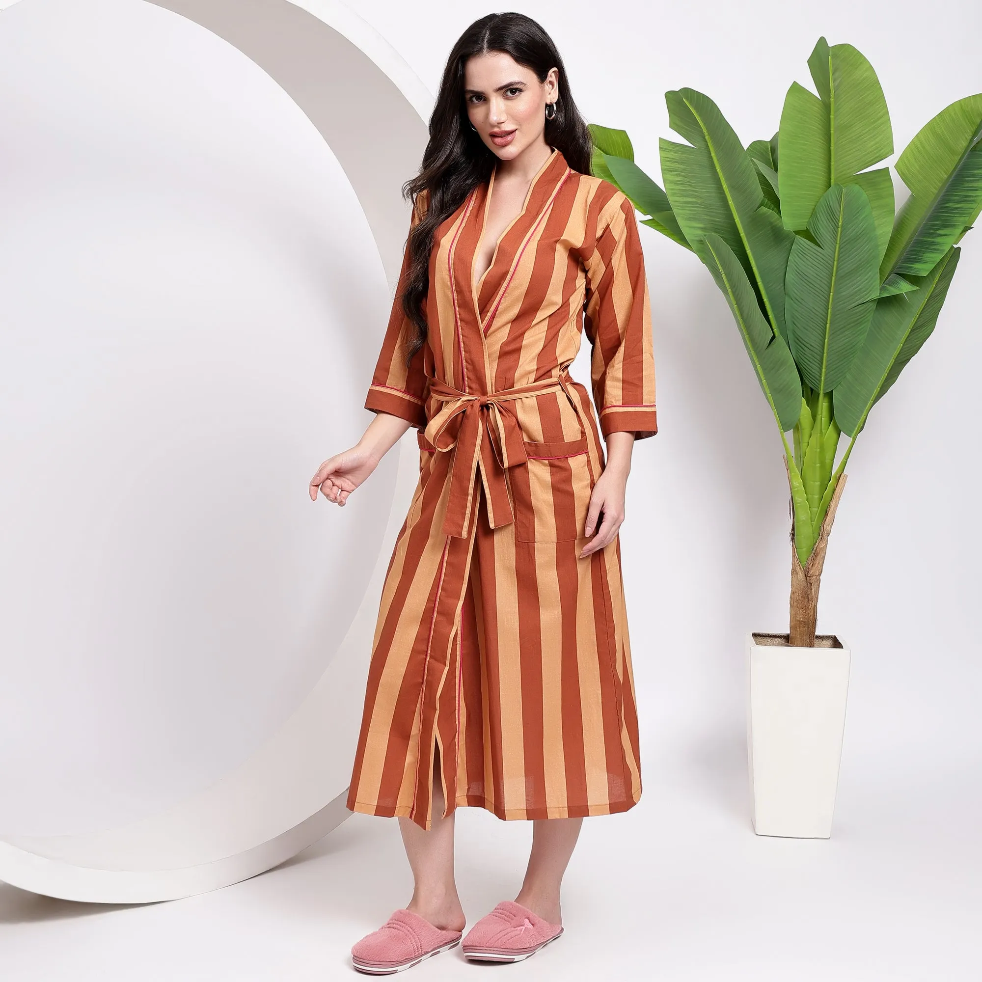 Comfort with Orange Stripe Kimono Robes – Order Yours Now!