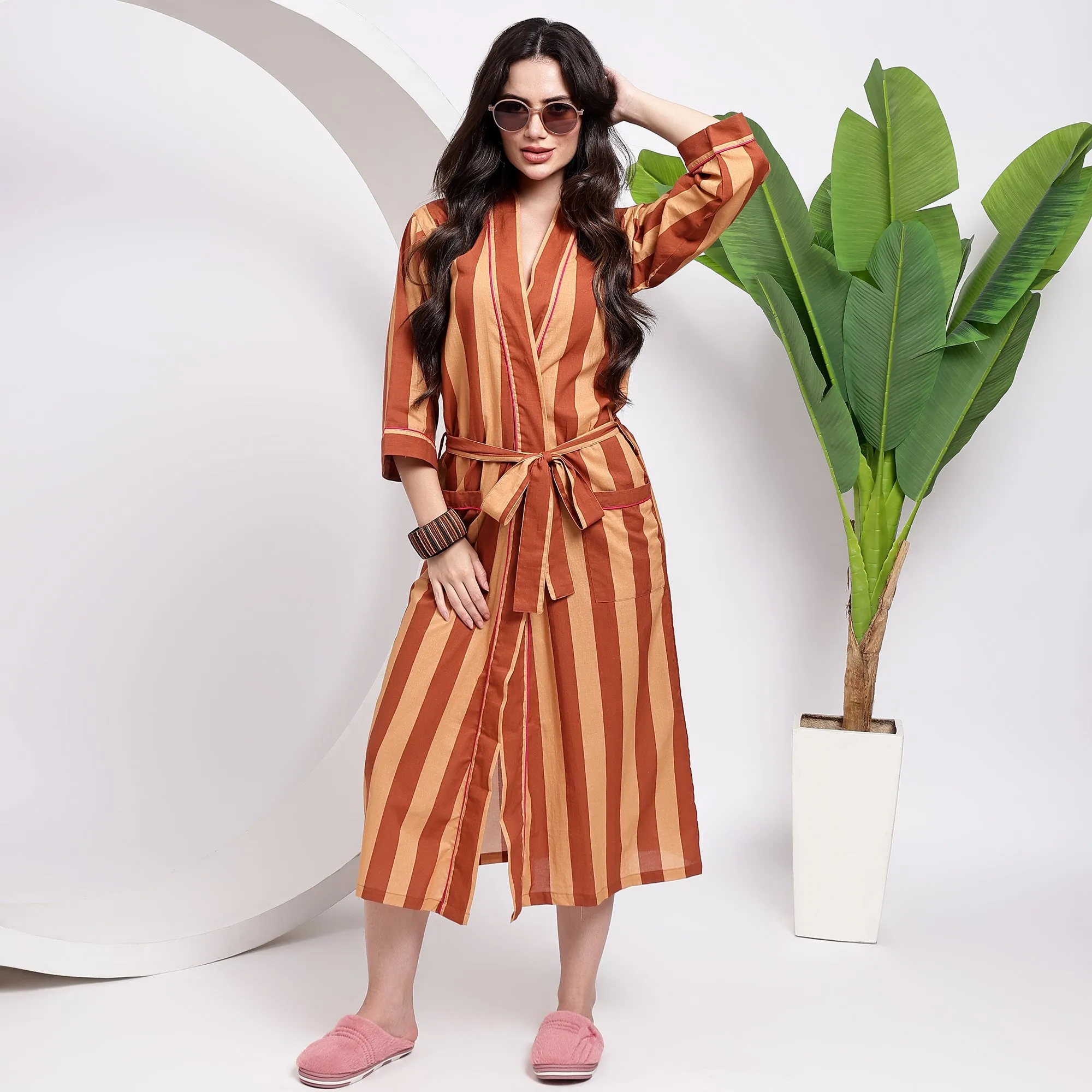 Comfort with Orange Stripe Kimono Robes – Order Yours Now!