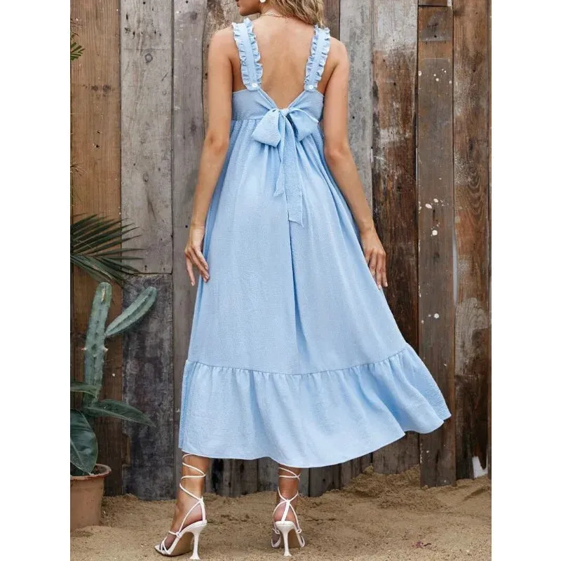 Cotton A-Line Maternity Midi Dress