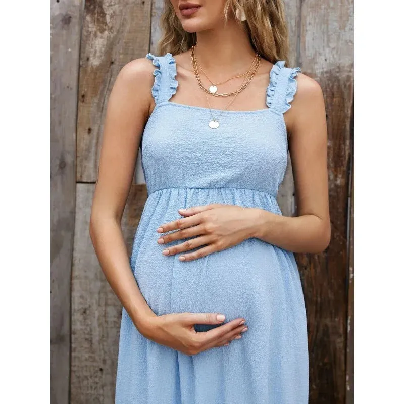 Cotton A-Line Maternity Midi Dress