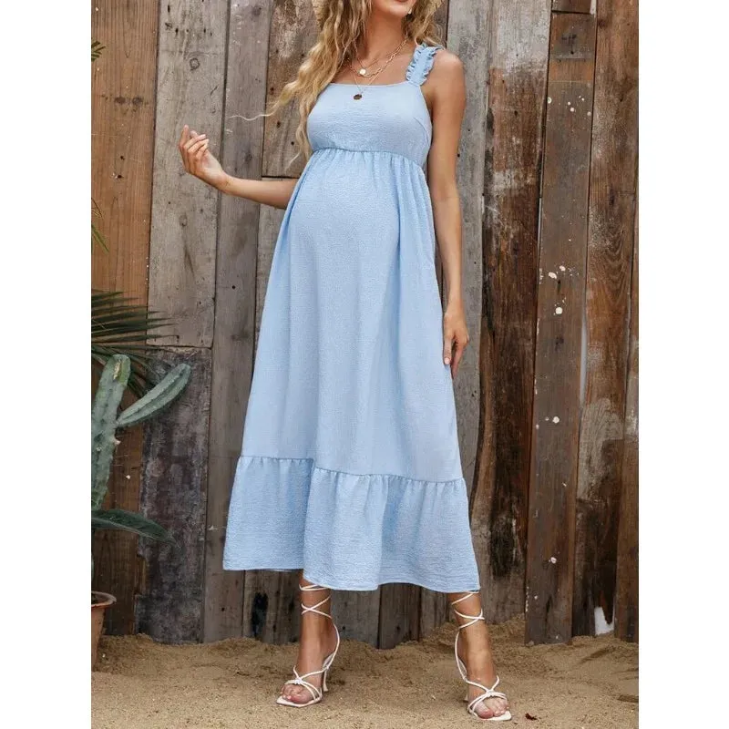 Cotton A-Line Maternity Midi Dress