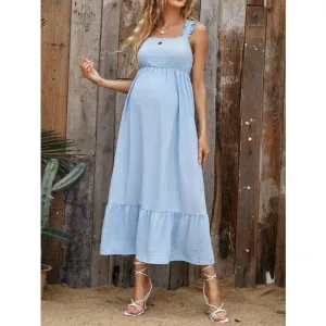 Cotton A-Line Maternity Midi Dress