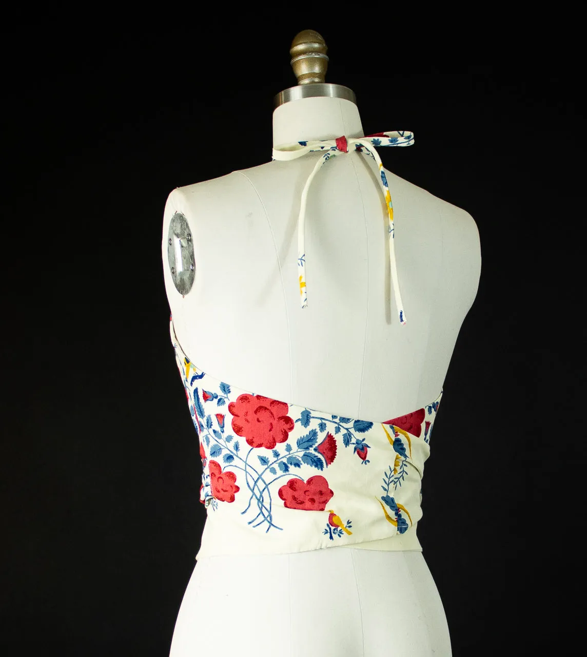 Cotton Floral Print Halter Wrap Top