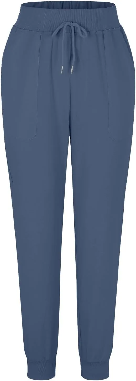 Cotton Linen Capri Pants for Women Casual Summer Loose Drawstring Elastic Waist Pants Casual Trousers with Pockets