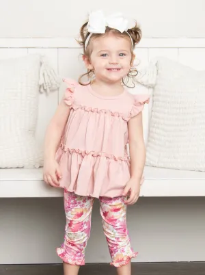 Cotton Tiered Ruffle Tunic - Mauve