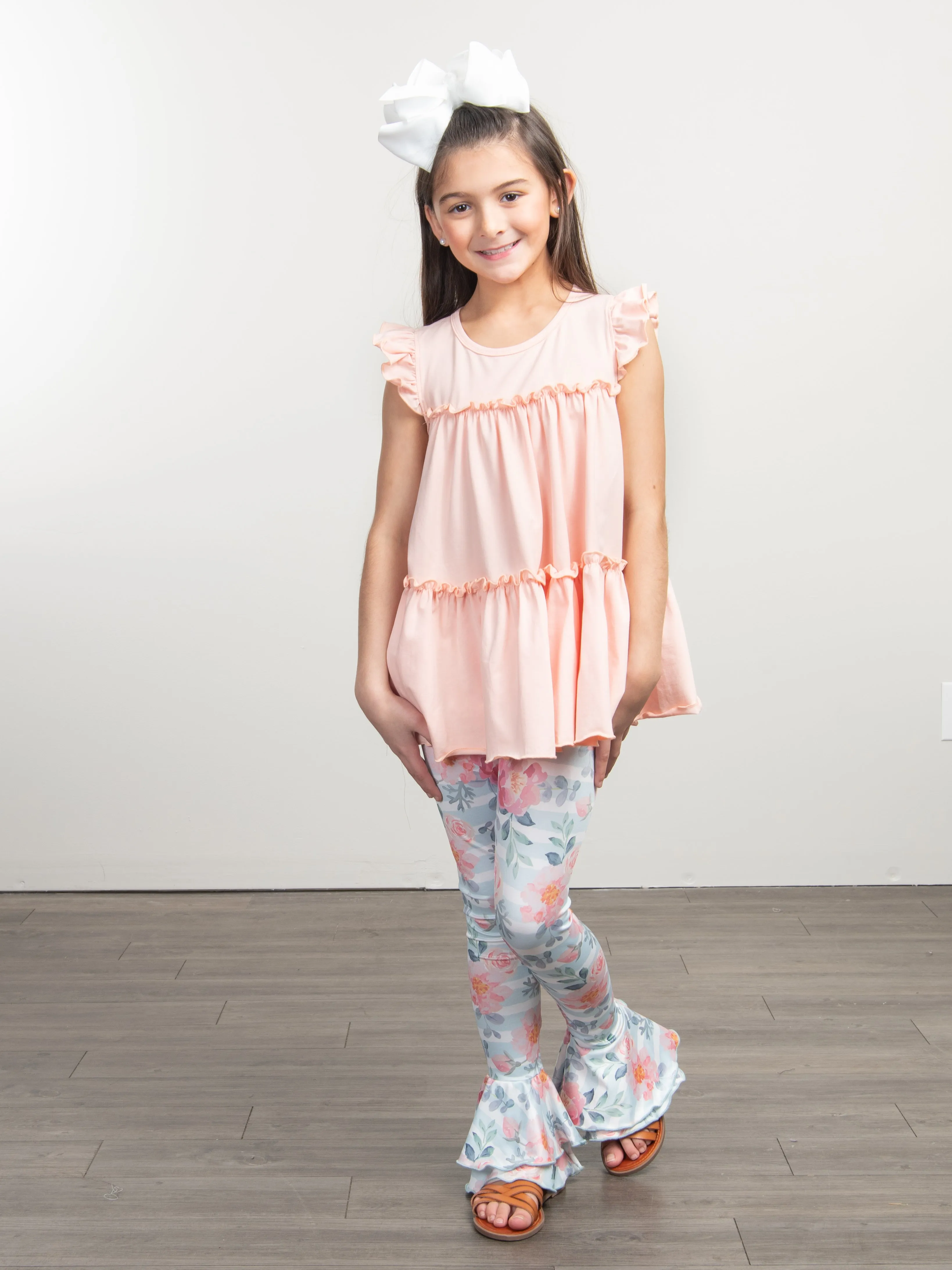 Cotton Tiered Ruffle Tunic - Peach