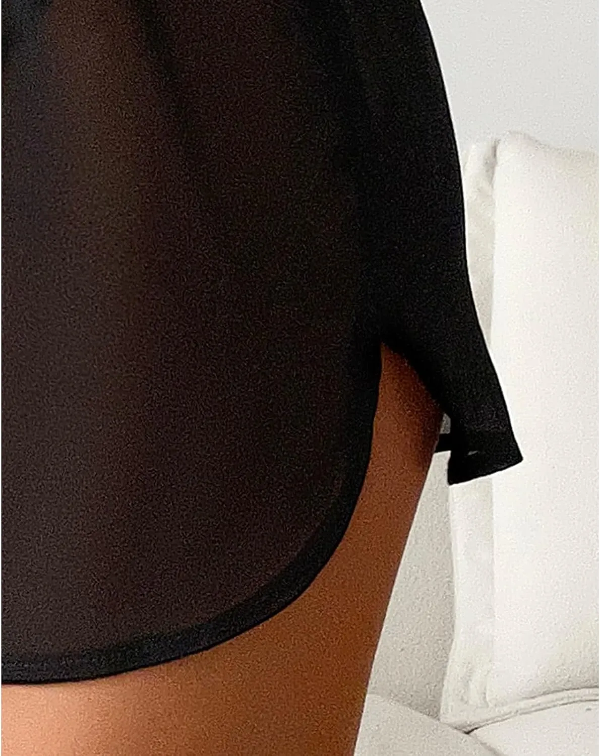 Cover Up Shorts Women Elastic Waist Semi Sheer See Through Shorts Summer Swim Bottoms Drawstring Mesh Beach Shorts