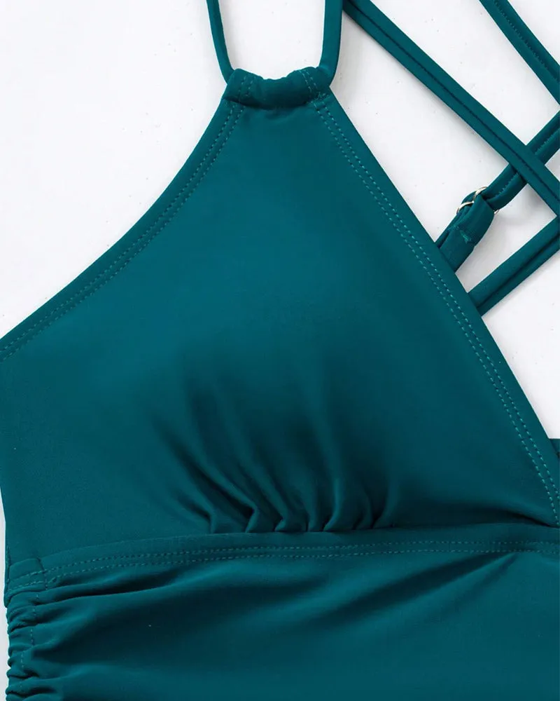 Cross strap sexy tankini swimsuit