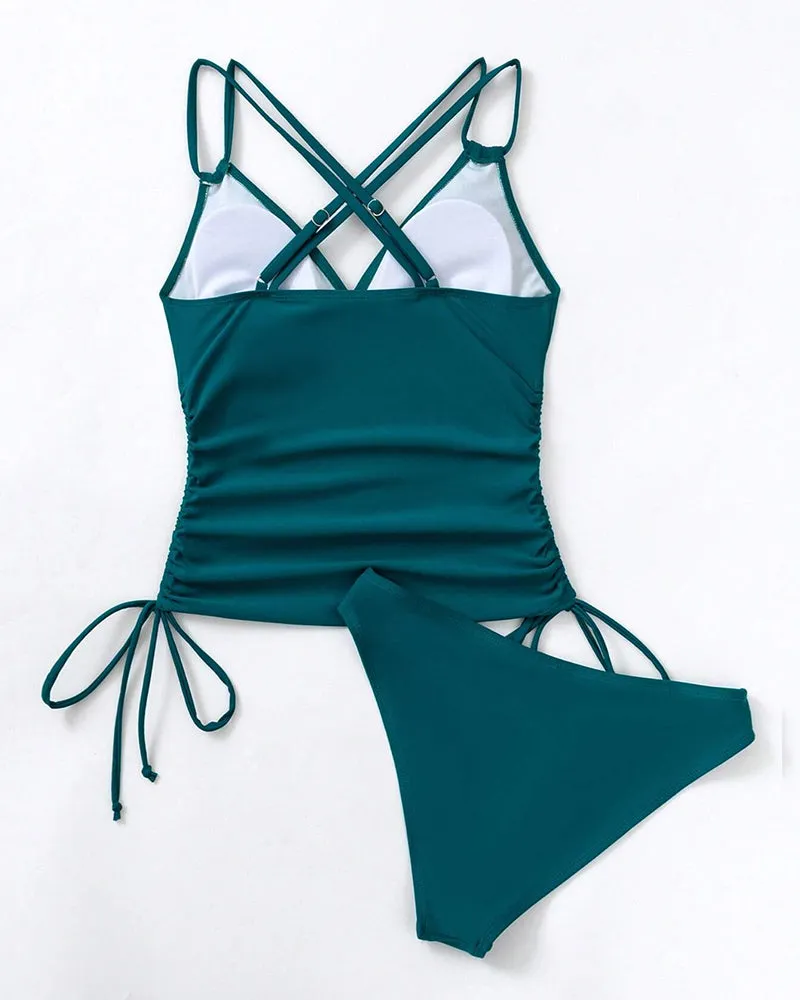 Cross strap sexy tankini swimsuit