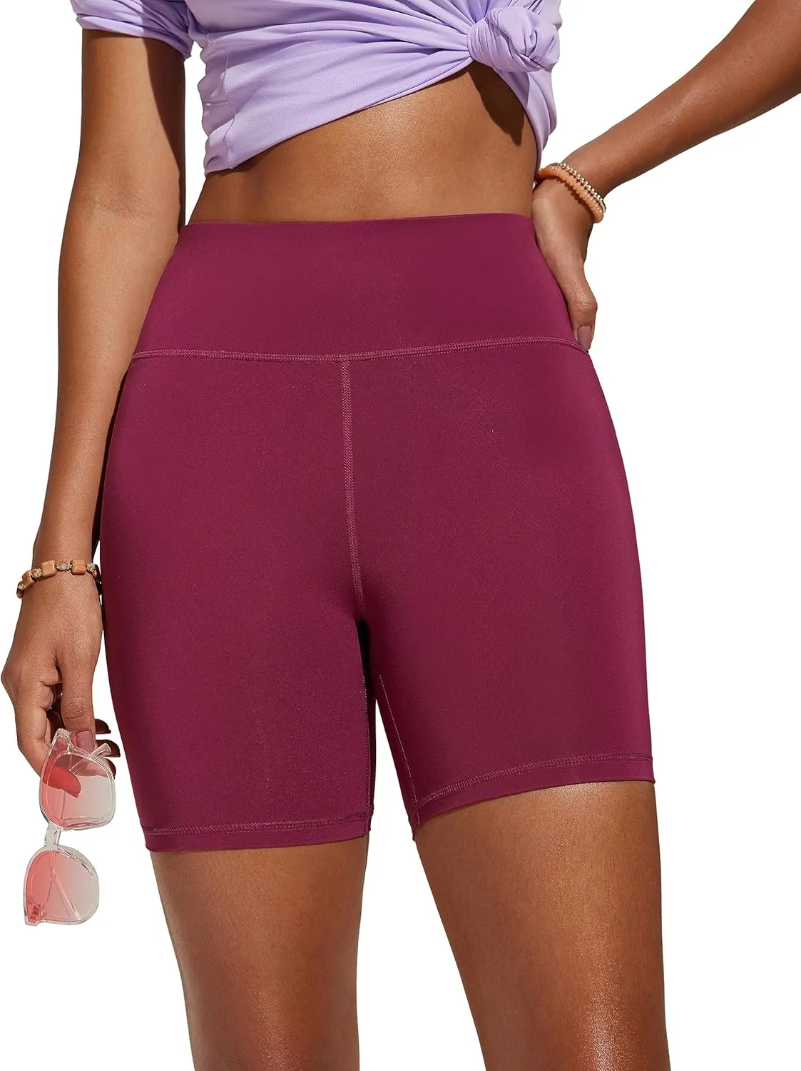 CRZ YOGA Womens Swim Board Shorts 5'' High Waisted Athletic Bathing Suit Bottoms with Liner