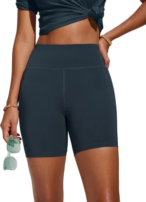 CRZ YOGA Womens Swim Board Shorts 5'' High Waisted Athletic Bathing Suit Bottoms with Liner