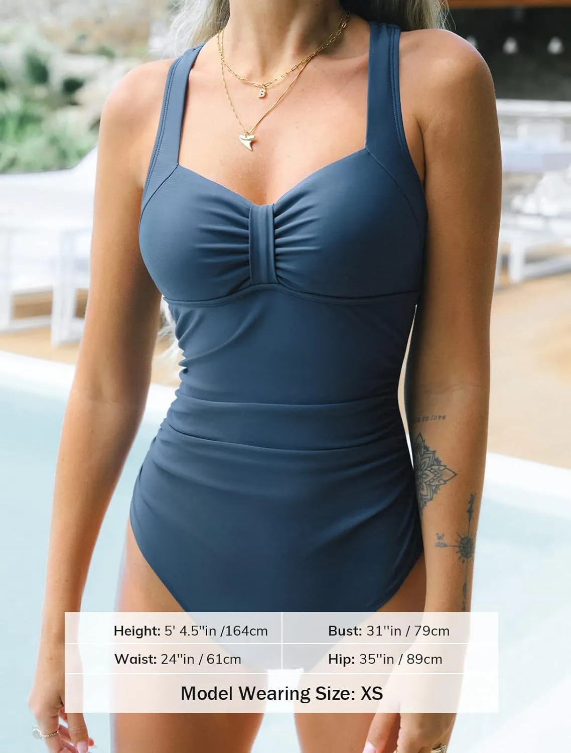 CUPSHE Women's One Piece Swimsuit Ruched Tummy Control Swimwear Cross Back Self-Tie