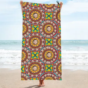 Custom Face Circle Beach Towel Personalised Photo Beach Towel Funny Gift