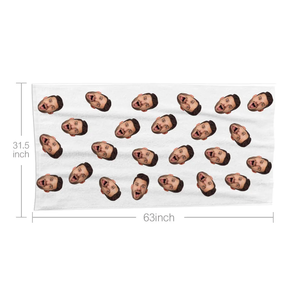 Custom Faces White Beach Towel Personalised Photo Beach Towel Funny Gift