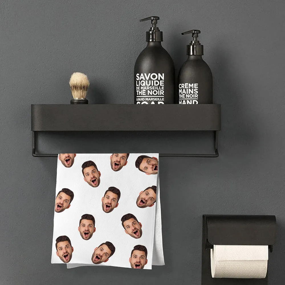 Custom Faces White Beach Towel Personalised Photo Beach Towel Funny Gift
