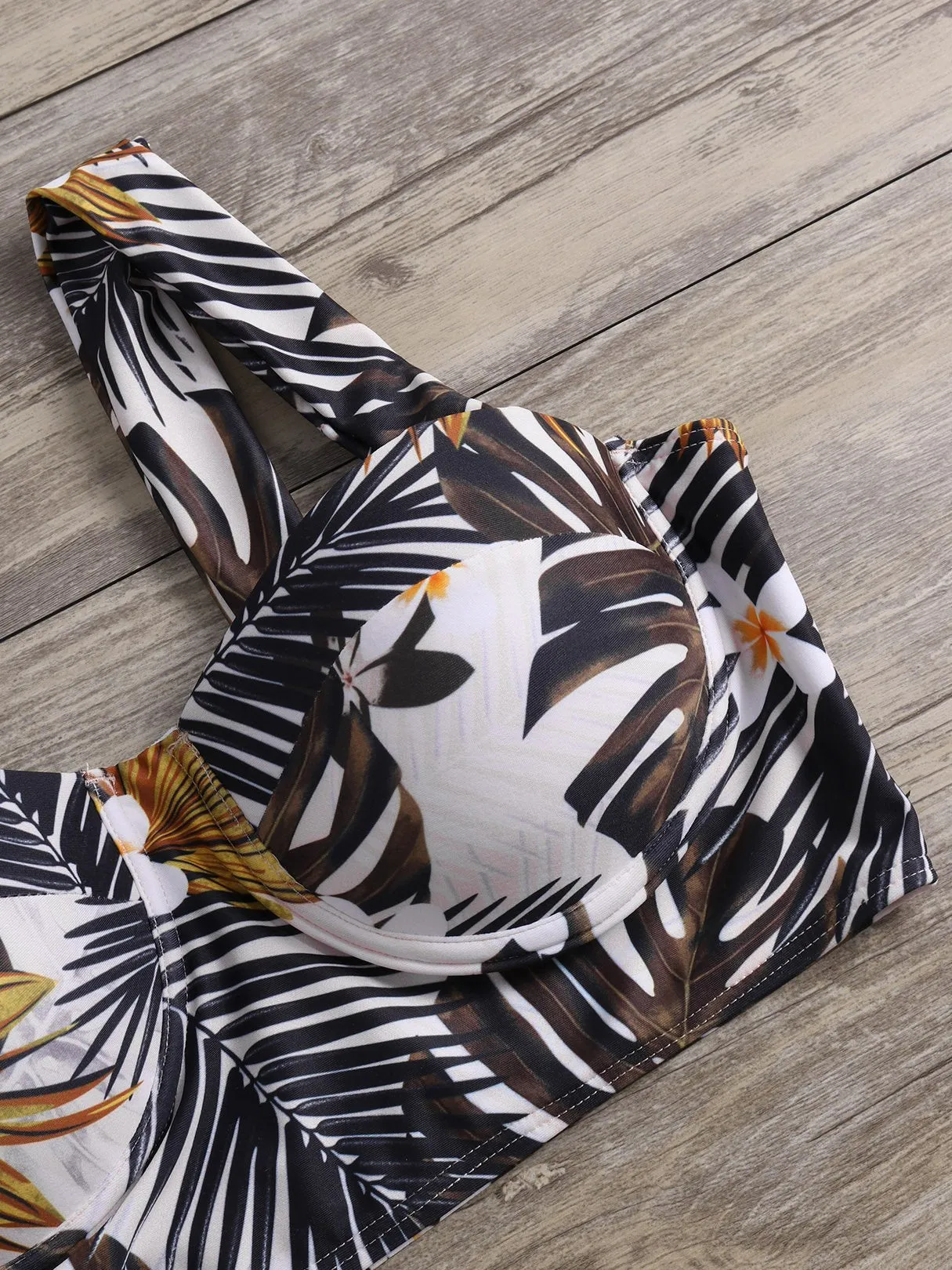 Custom Floral Print Sleeveless High-Waisted Bikini Set