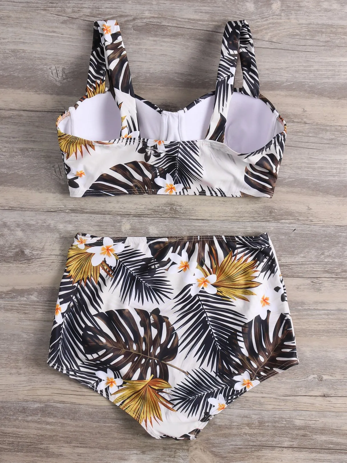 Custom Floral Print Sleeveless High-Waisted Bikini Set