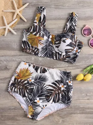 Custom Floral Print Sleeveless High-Waisted Bikini Set
