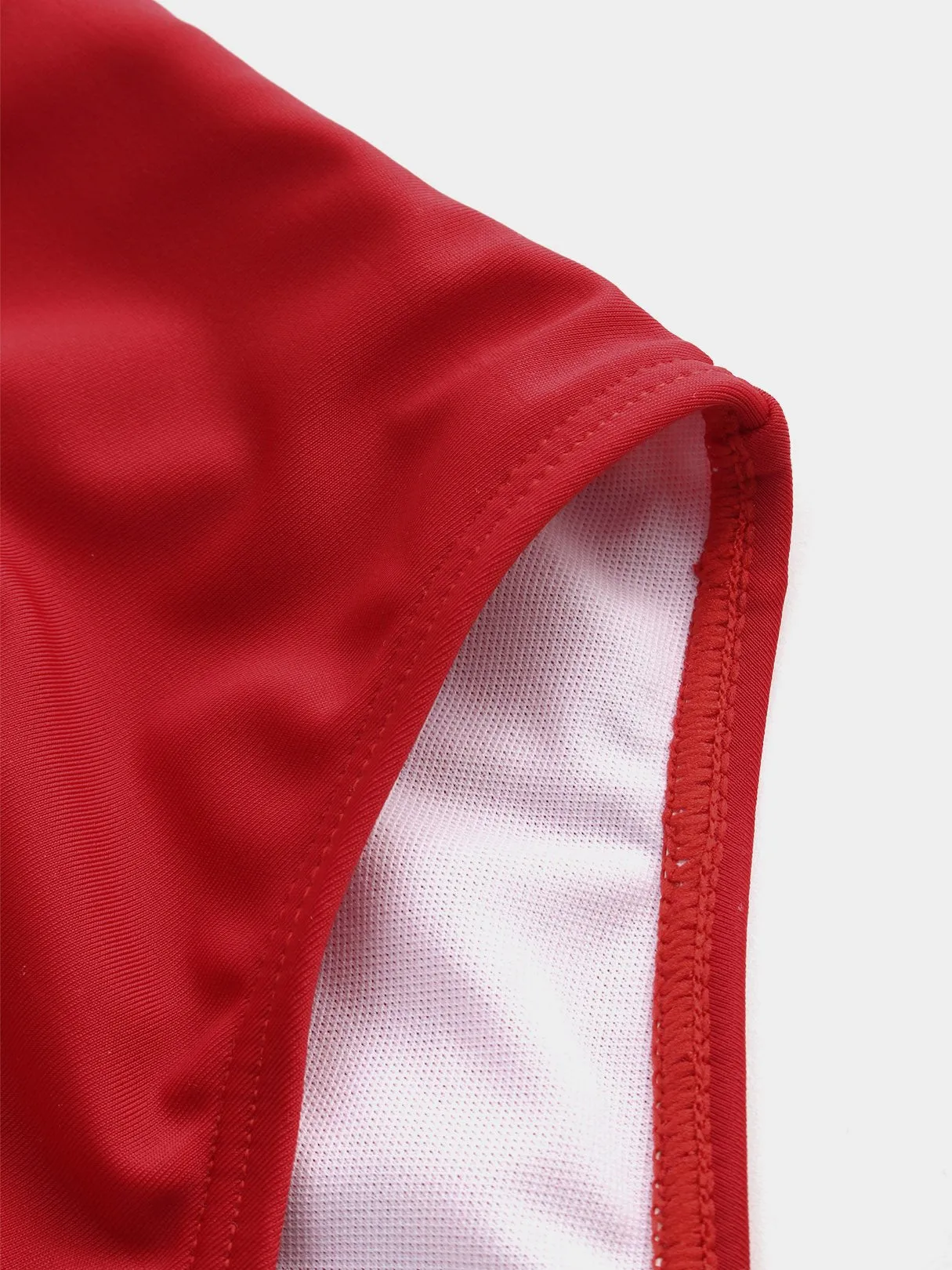 Custom Plain Ruffle Trim Sleeveless Red Bikini Set