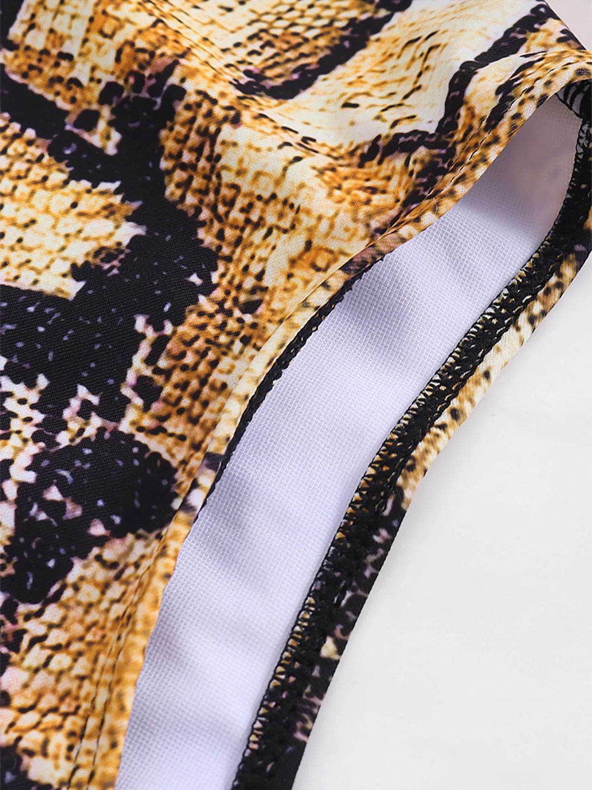 Custom Scoop Neck Snake Sleeveless Yellow Bikinis