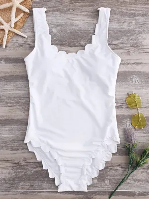 Custom Scoop Neck Tie-Up Sleeveless Ruffle Hem Bikinis