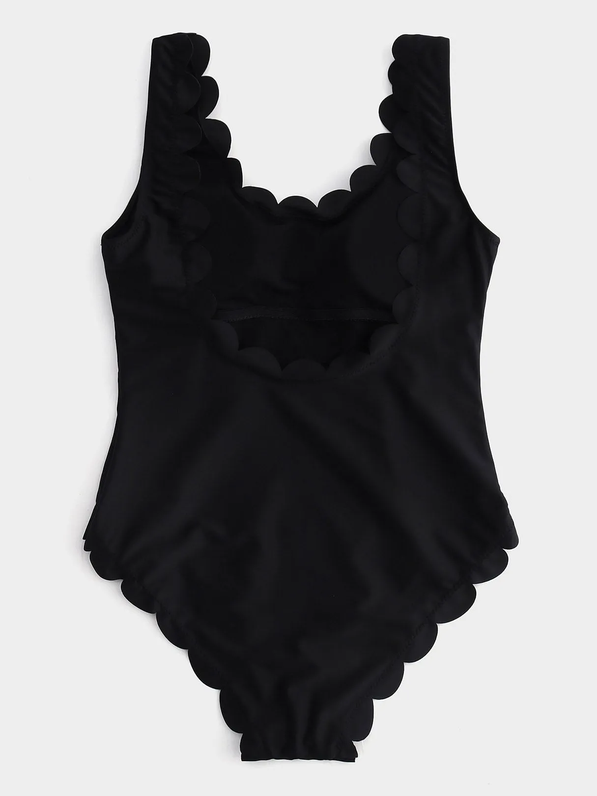 Custom Scoop Neck Tie-Up Sleeveless Ruffle Hem Bikinis