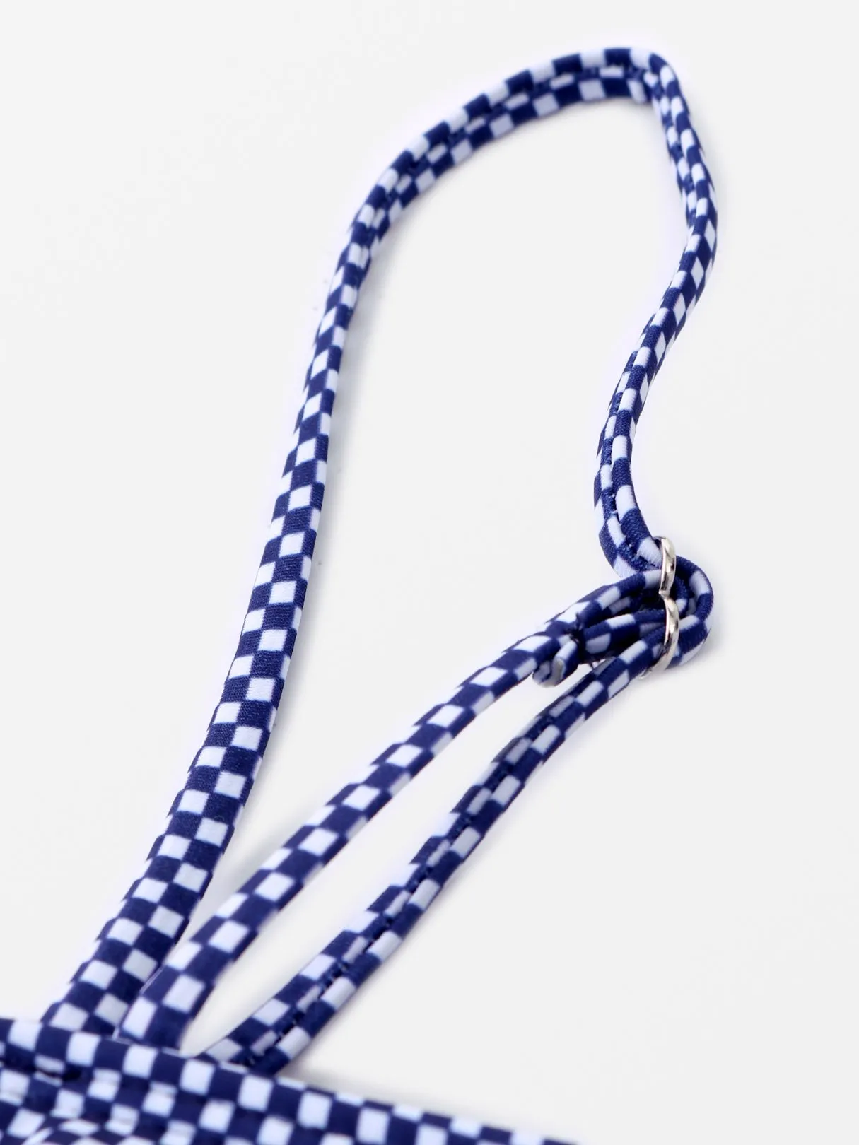 Custom Stripe Self-Tie Sleeveless Blue Bikini Set