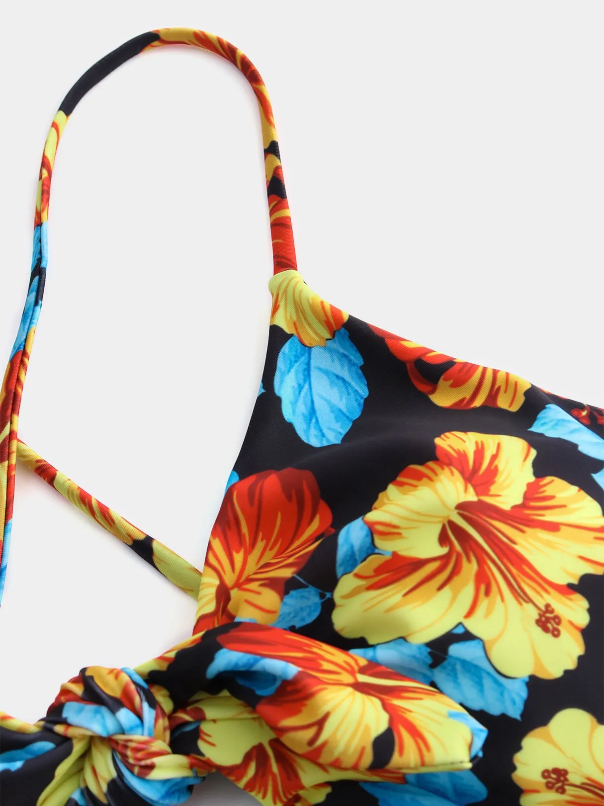 Custom V-Neck Cut Out Criss-Cross Tie-Up Sleeveless Bikinis