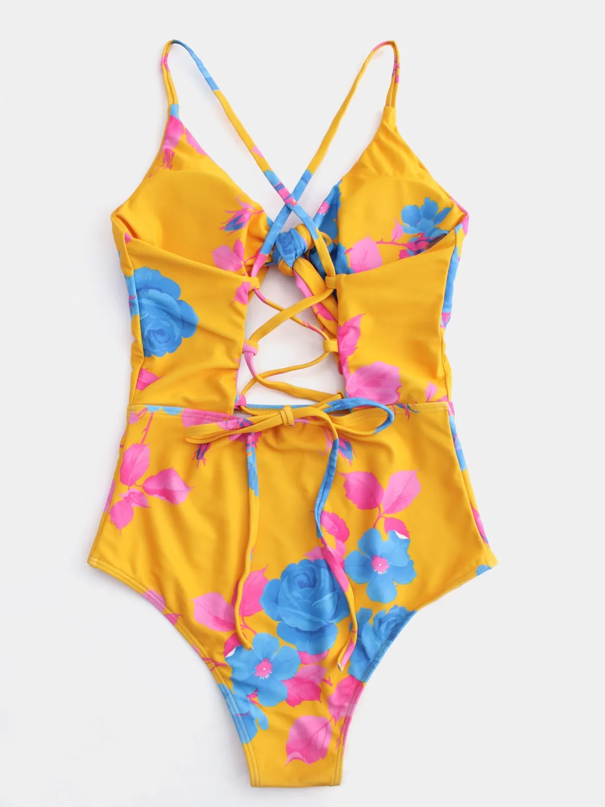 Custom V-Neck Cut Out Criss-Cross Tie-Up Sleeveless Bikinis