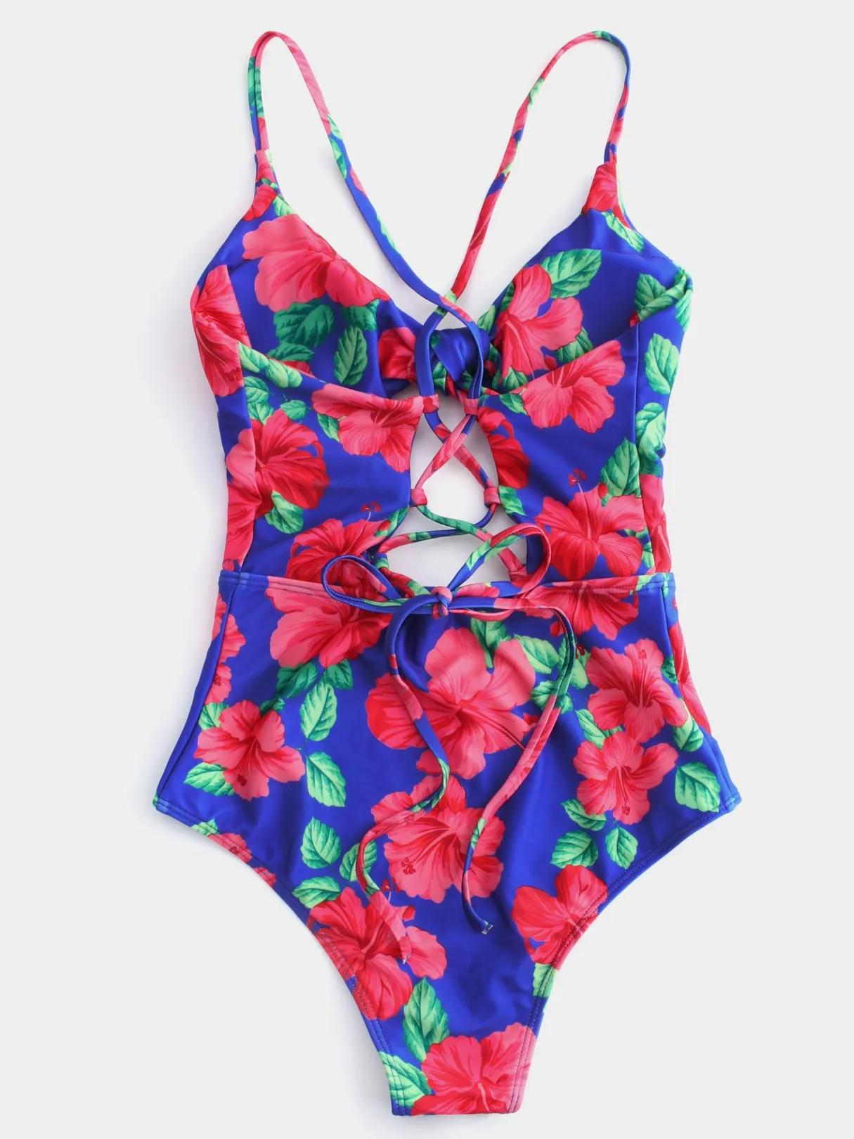 Custom V-Neck Cut Out Criss-Cross Tie-Up Sleeveless Bikinis