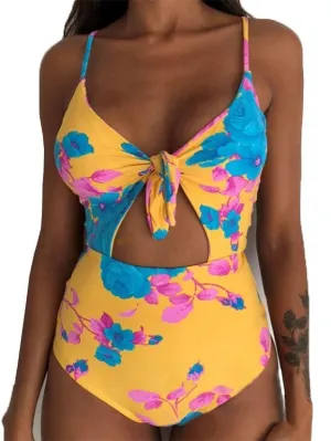Custom V-Neck Cut Out Criss-Cross Tie-Up Sleeveless Bikinis