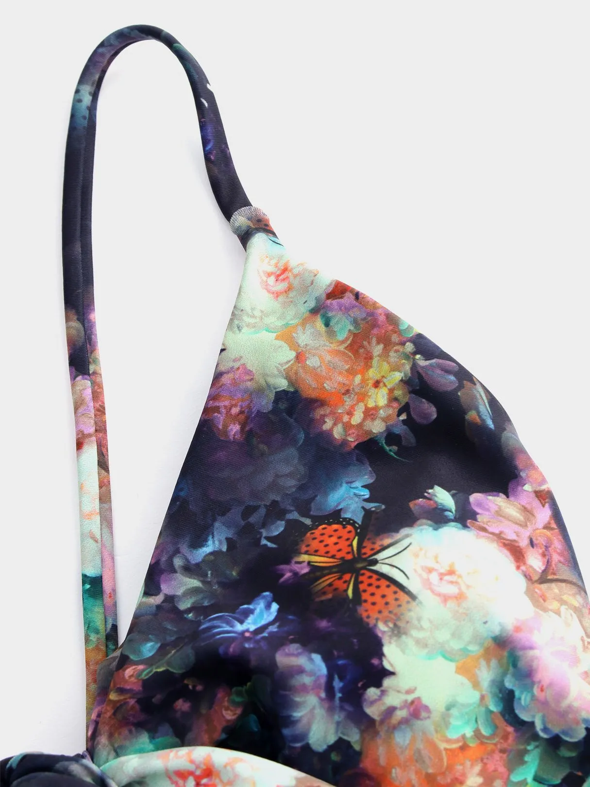 Custom V-Neck Floral Print Cut Out Criss-Cross Tie-Up Sleeveless Bikinis