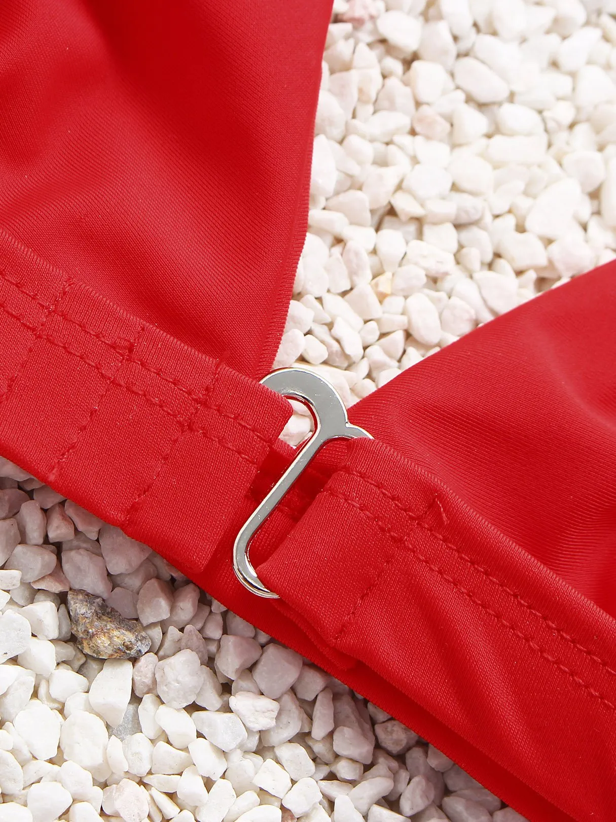 Custom V-Neck Plain Sleeveless Red Bikini Set