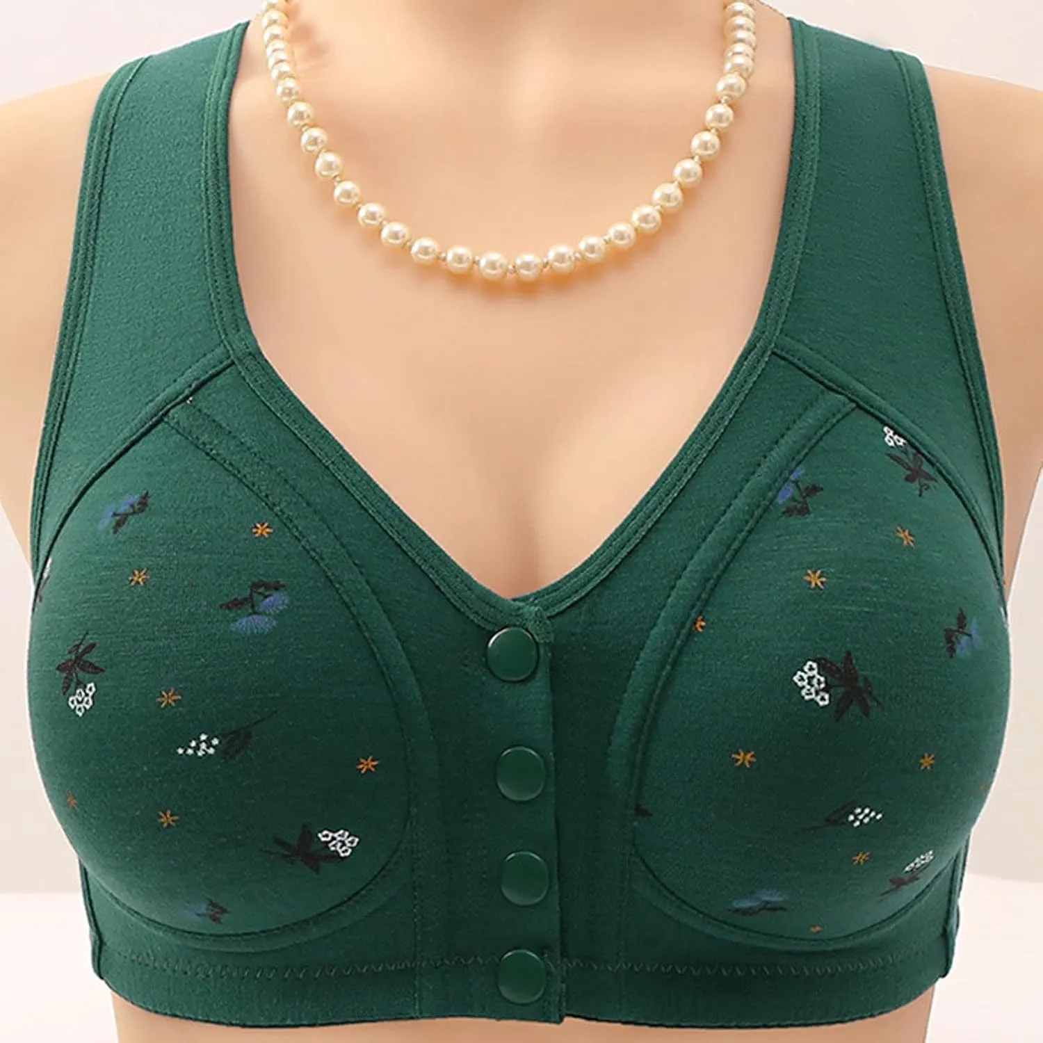 Daisy Bras Front Closure for Women Push Up Comfortable Lace Full Coverage Bras No Underwire Wide Strap Soft Bras