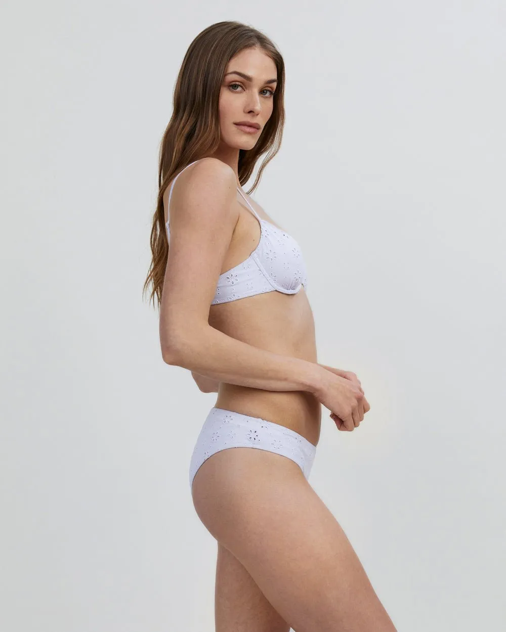 Daphne Eyelet Bikini Top Lilac Pastel