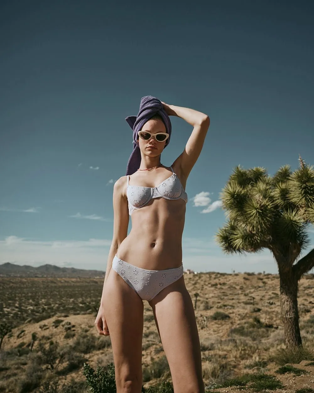 Daphne Eyelet Bikini Top Lilac Pastel