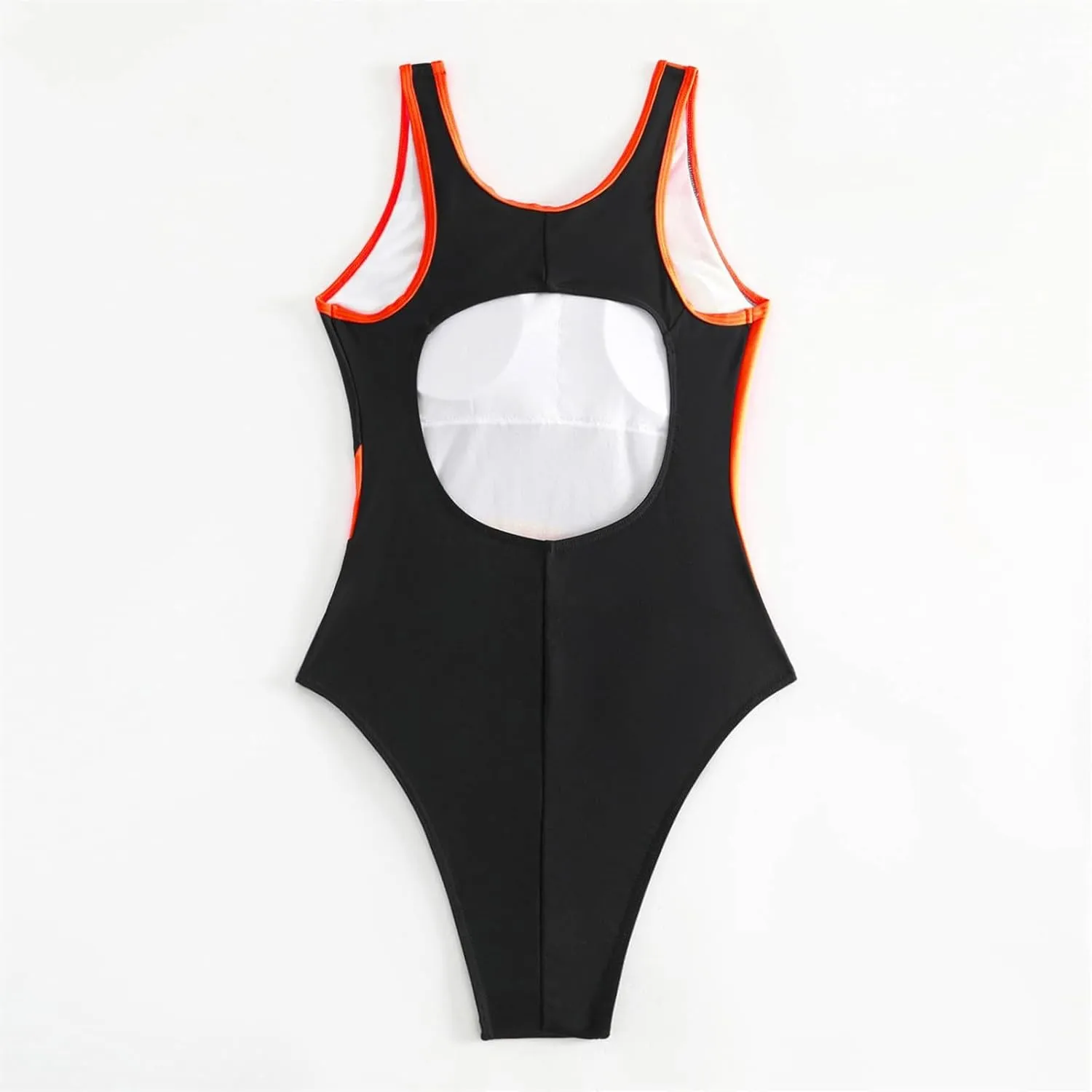 DDAPJ pyju Women's One Piece Swimsuit Color Block Tummy Control Slimming Bathing Suit Backless Athletic Monokini Swimwear