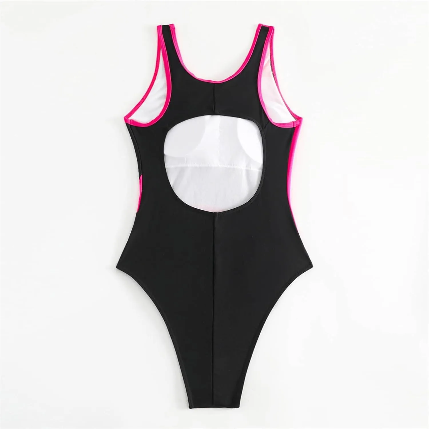 DDAPJ pyju Women's One Piece Swimsuit Color Block Tummy Control Slimming Bathing Suit Backless Athletic Monokini Swimwear