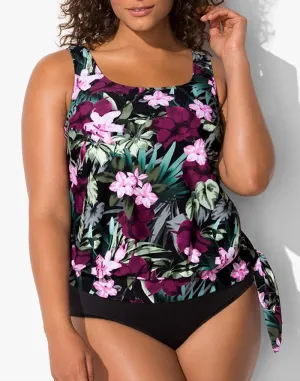 Derby Side Tie Blouson Tankini Top