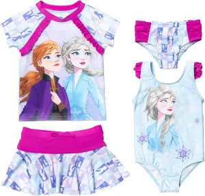Disney Princess Ariel Frozen Minnie Mouse Girls Mix And Match Multi-Pack Swim Sets UPF 50  Protection Quick Dry