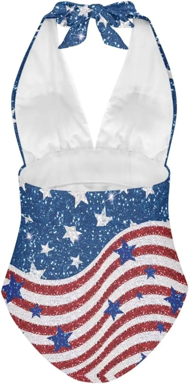doginthehole Women Swimsuit Plus Size One Piece Bathing Suit Deep V Neck Halter Ruched Swimwear