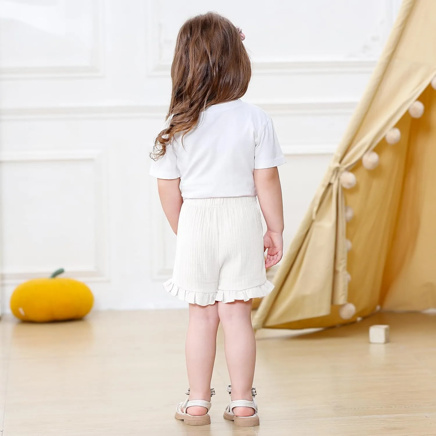 DREAM BUS 3 Pack Baby Girls Shorts Toddler Summer Casual Shorts Cotton Toddler Girls Ruffled Shorts Newborn Infant Bloomers