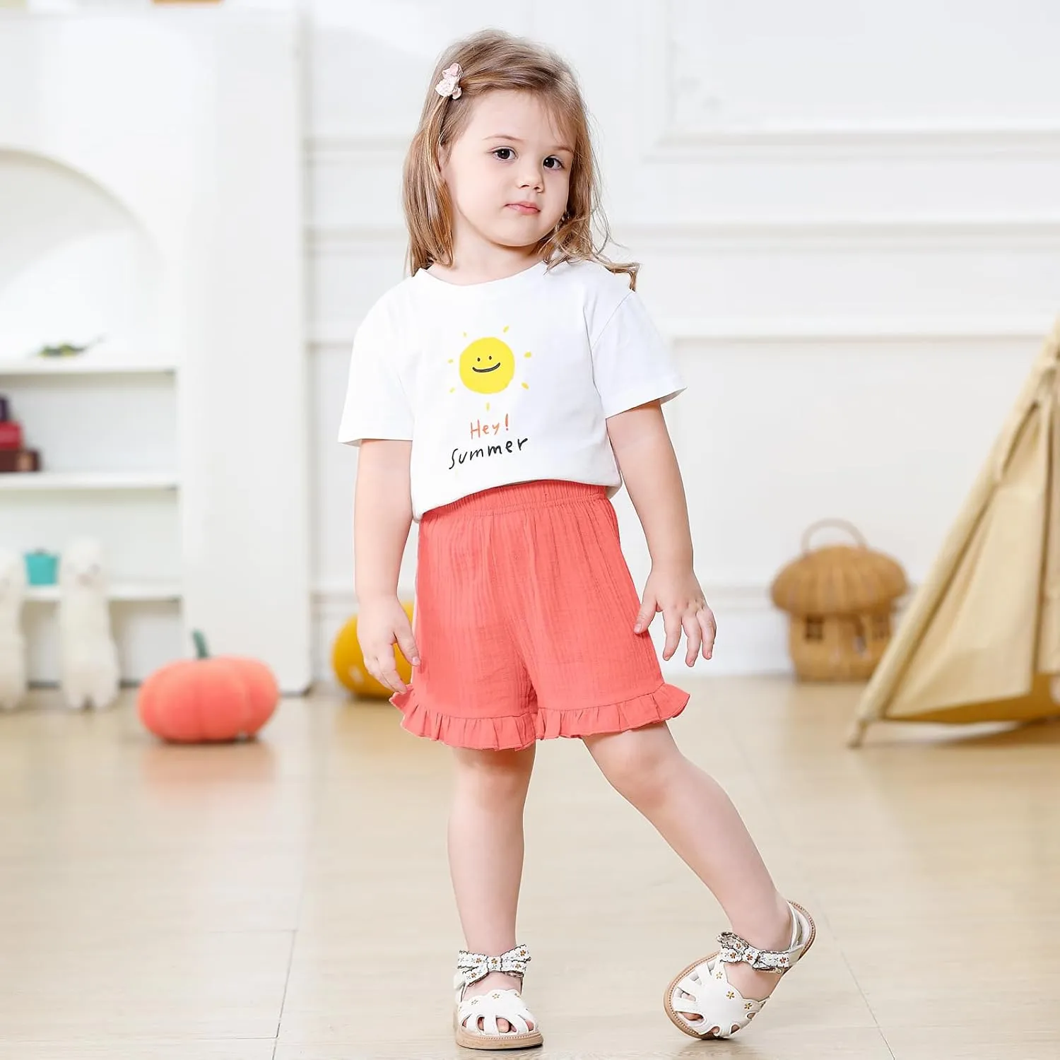 DREAM BUS 3 Pack Baby Girls Shorts Toddler Summer Casual Shorts Cotton Toddler Girls Ruffled Shorts Newborn Infant Bloomers
