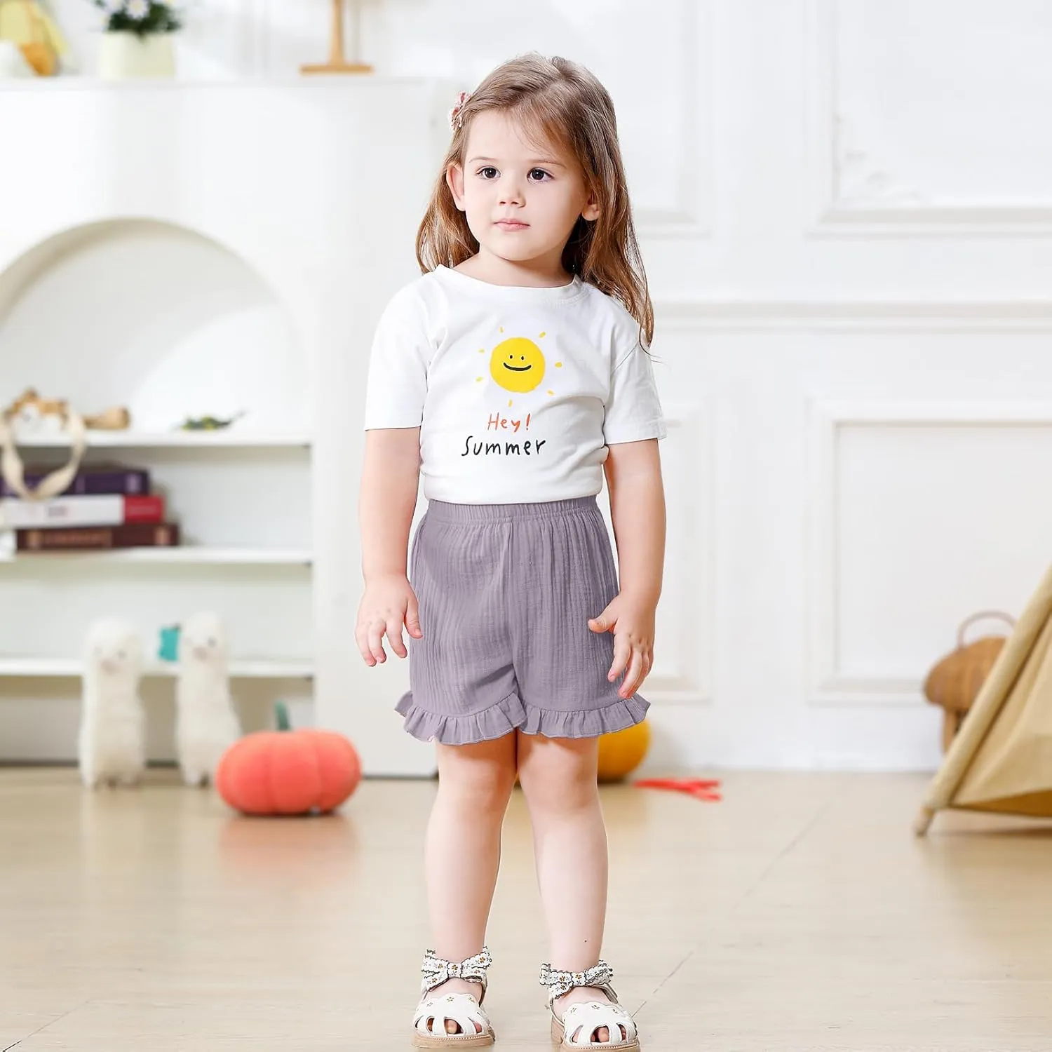 DREAM BUS 3 Pack Baby Girls Shorts Toddler Summer Casual Shorts Cotton Toddler Girls Ruffled Shorts Newborn Infant Bloomers
