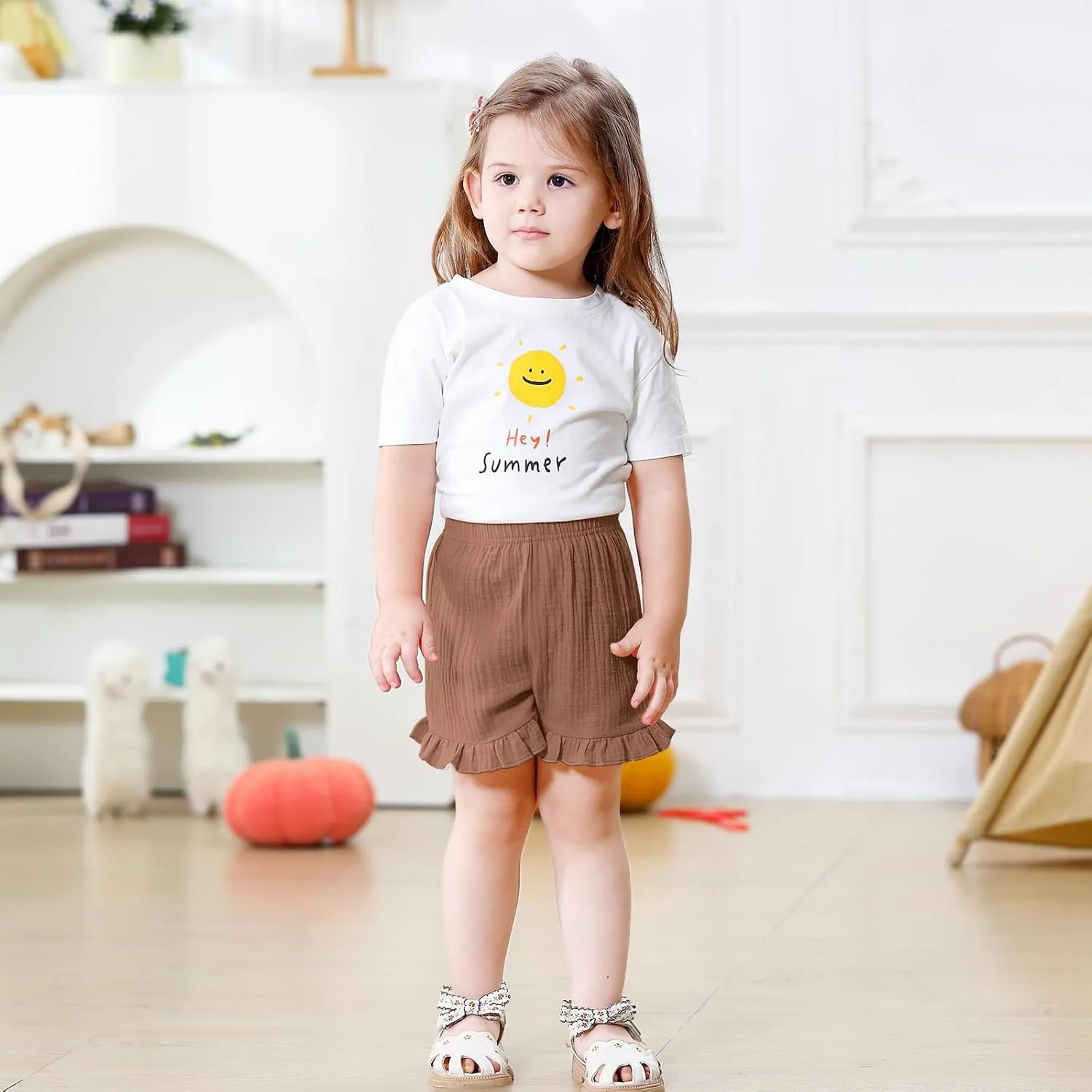DREAM BUS 3 Pack Baby Girls Shorts Toddler Summer Casual Shorts Cotton Toddler Girls Ruffled Shorts Newborn Infant Bloomers