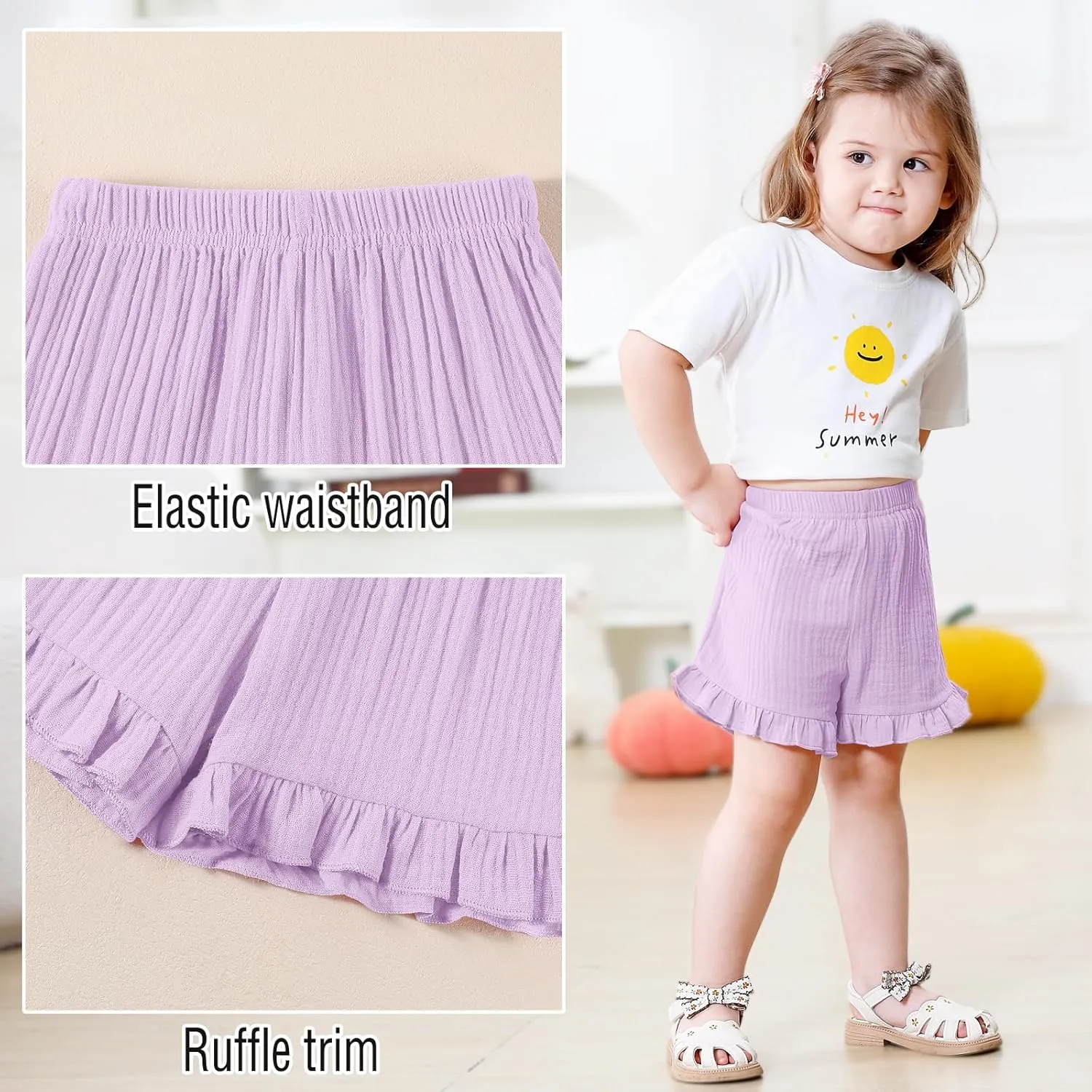 DREAM BUS 3 Pack Baby Girls Shorts Toddler Summer Casual Shorts Cotton Toddler Girls Ruffled Shorts Newborn Infant Bloomers