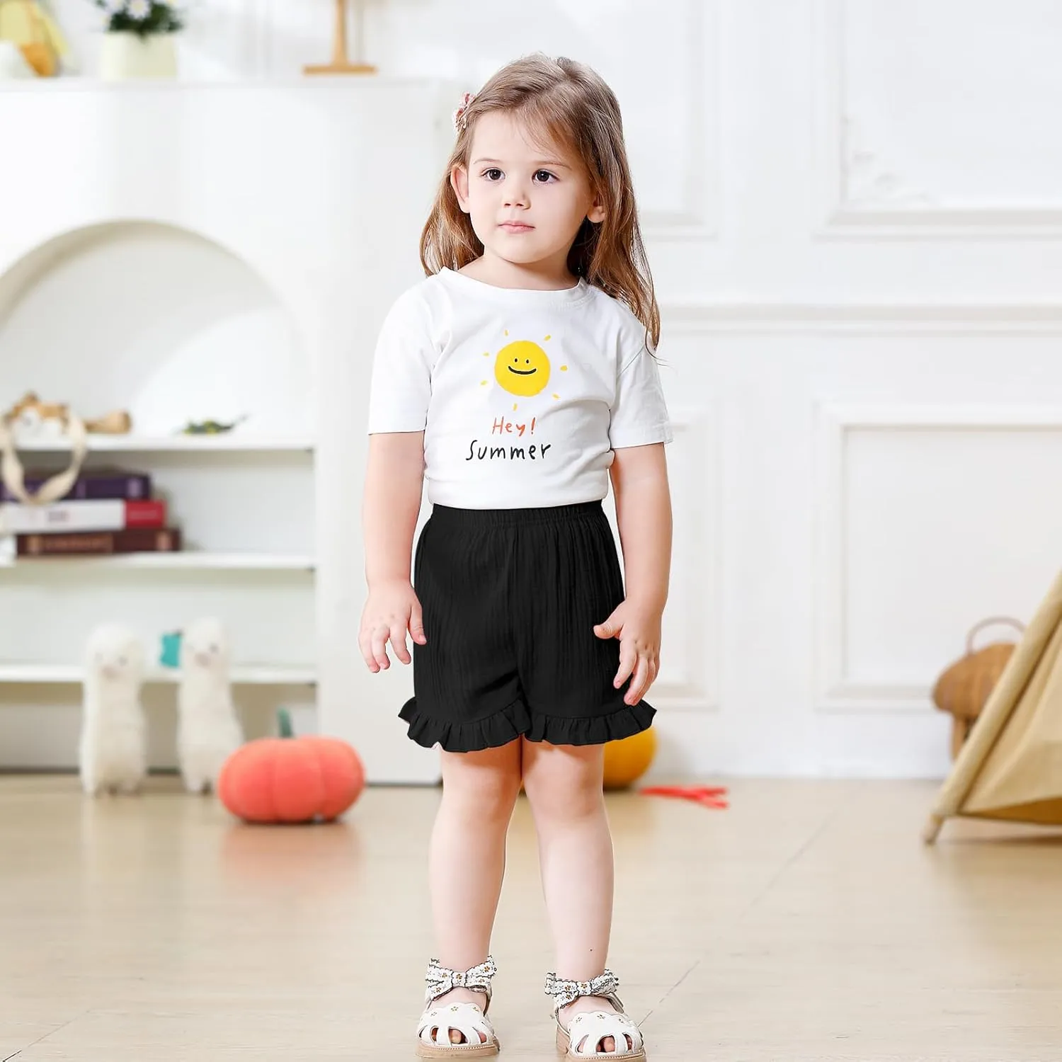 DREAM BUS 3 Pack Baby Girls Shorts Toddler Summer Casual Shorts Cotton Toddler Girls Ruffled Shorts Newborn Infant Bloomers